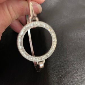 Faux diamonds and silver nickel bracelet